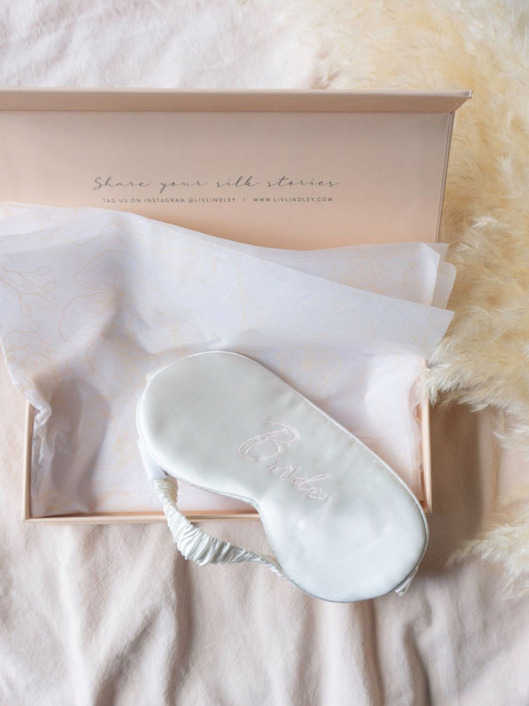 The Bridal Silk Eye Mask - Pearl White